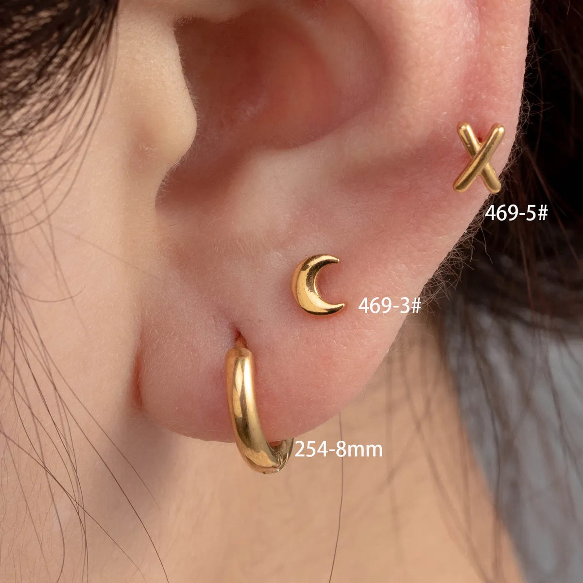 1 Piece Casual Simple Style Moon 316 Stainless Steel  Ear Studs