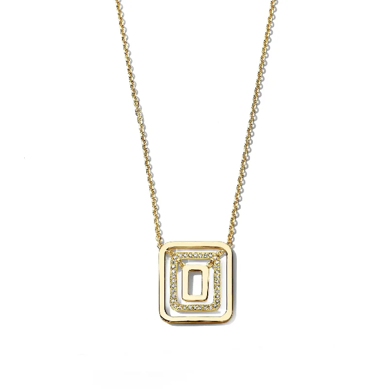 Trendy Gold Necklace-Piece Square Swing Necklace - Small