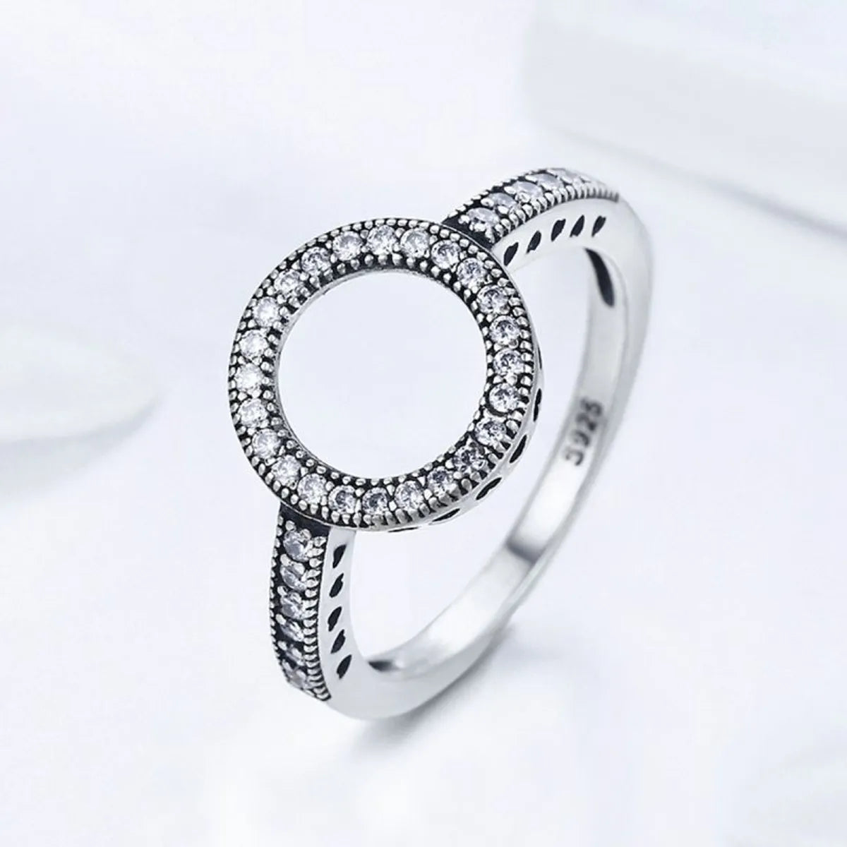 Casual Streetwear Round Sterling Silver Inlay Zircon Rings