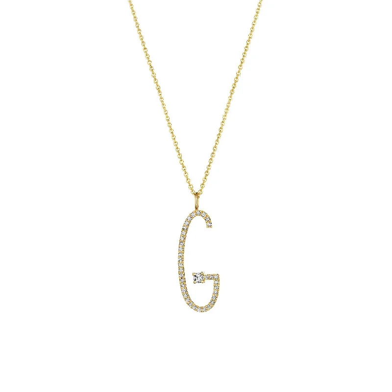 Oval Pendant Necklace-Type Letter G Diamond Pendant Necklace