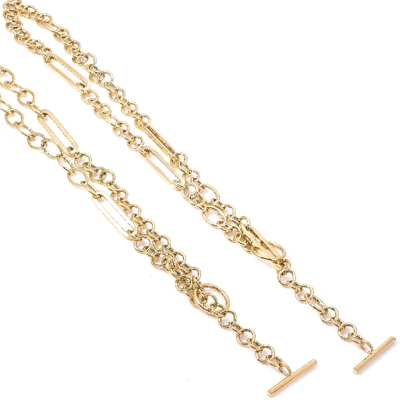 Simple Gold Pendant Necklace-Toggle Chain