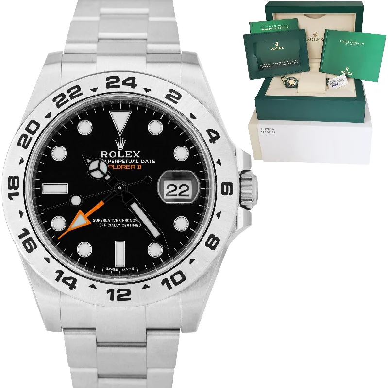 High-Tech Waterproof Watch-BRAND NEW 2021 Rolex Explorer II 42mm Black Orange GMT Date Steel Watch 216570