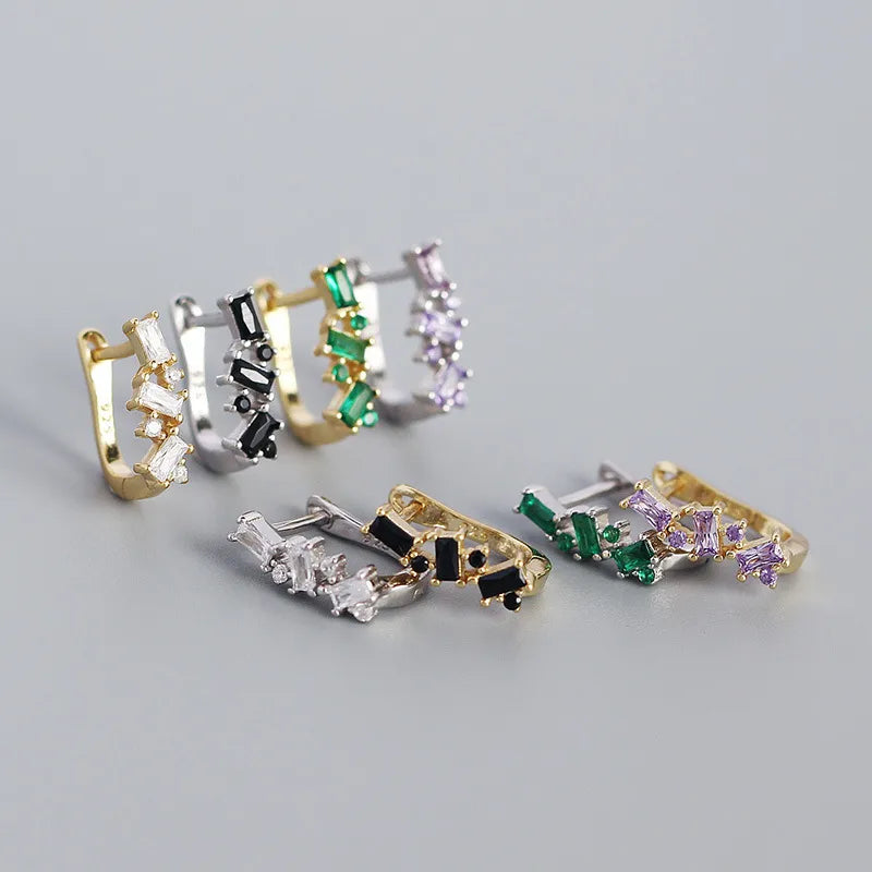 S925 Silver Micro-Inlaid Zircon Geometric U-Shaped Ear Buckle Wholesale Nihaojewelry