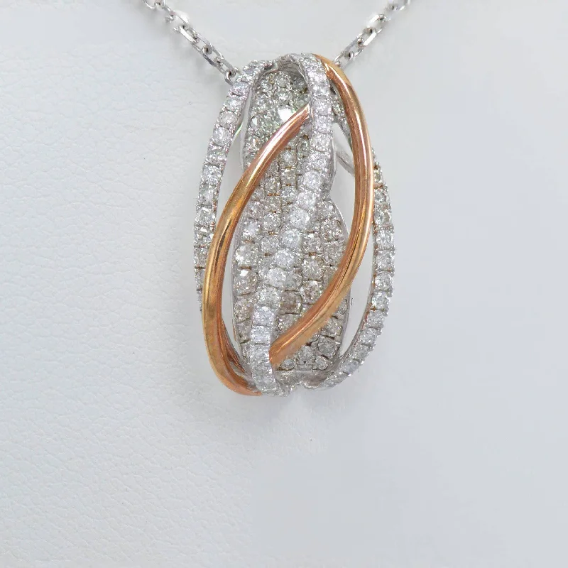 Classic Pendant Necklace-Diamond Multi-Arc Pendant Necklace in 18k Two Tone Gold - (#17-HRDIA000446)