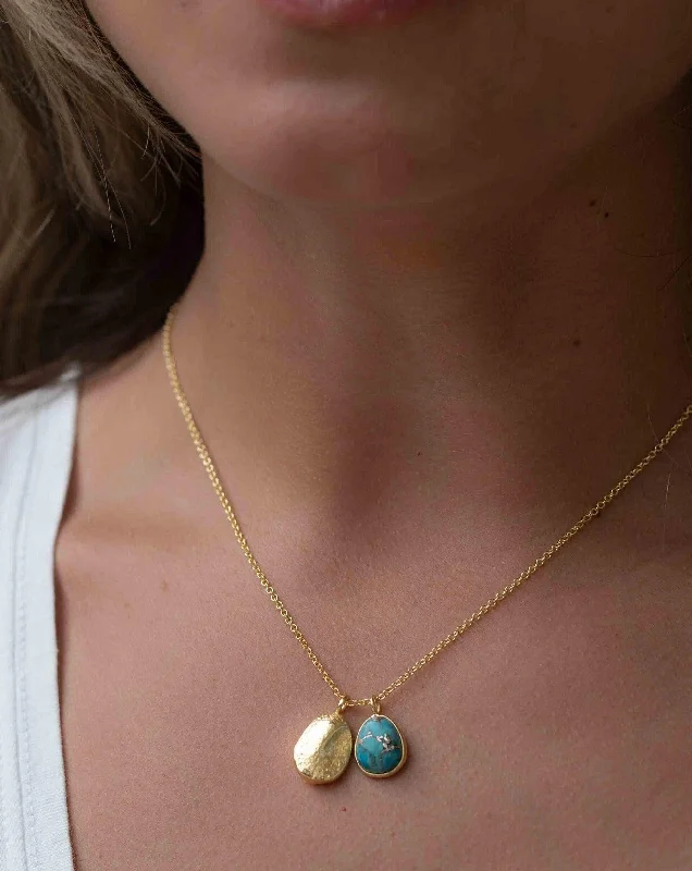 Simple Pendant Necklace-Copper Turquoise, Labradorite or Moonstone ~ Necklace ~ Gold plated 18k ~ MN112