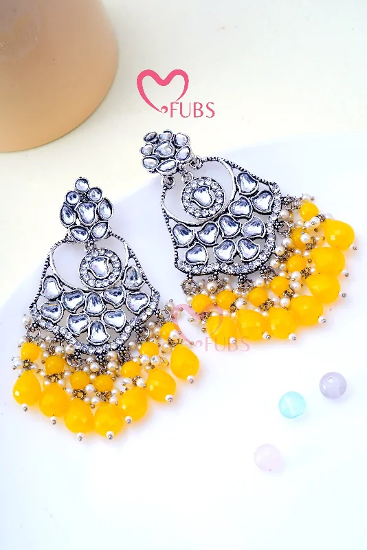 Stylish Drop Earrings-Blissful Stone Studded Droplet Earrings