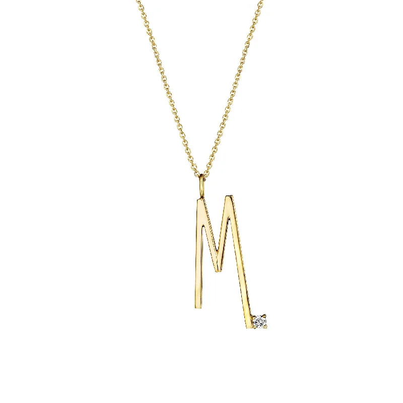 Heart Shape Crystal Necklace-Type Letter M Pendant Necklace