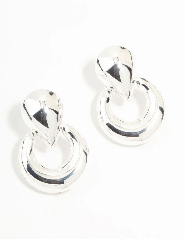 Custom Earrings for Gift-Clean Silver Doorknocker Stud Earrings