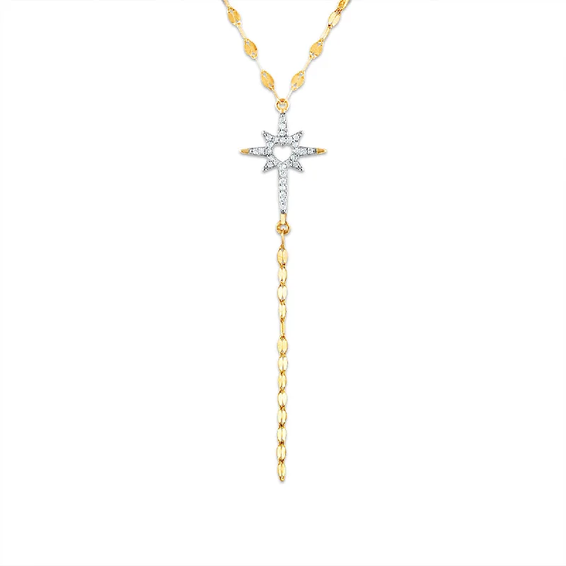 Elegant Silver Necklace-1/10 CTW Diamond Star Necklace in 10KT Yellow Gold