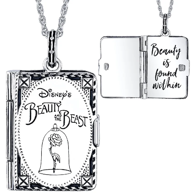 Adjustable Crystal Pendant Necklace-Disney X RockLove BEAUTY AND THE BEAST Storybook Pendant