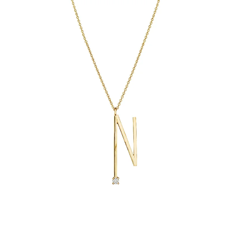 Gold Choker Necklace for Women-Type Letter N Pendant Necklace