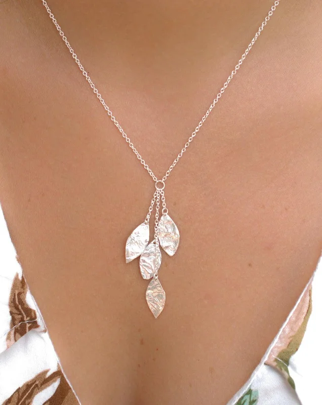 Sterling Silver Pendant Necklace-Leaf Y Necklace ~ Sterling Silver 925 ~ MN004