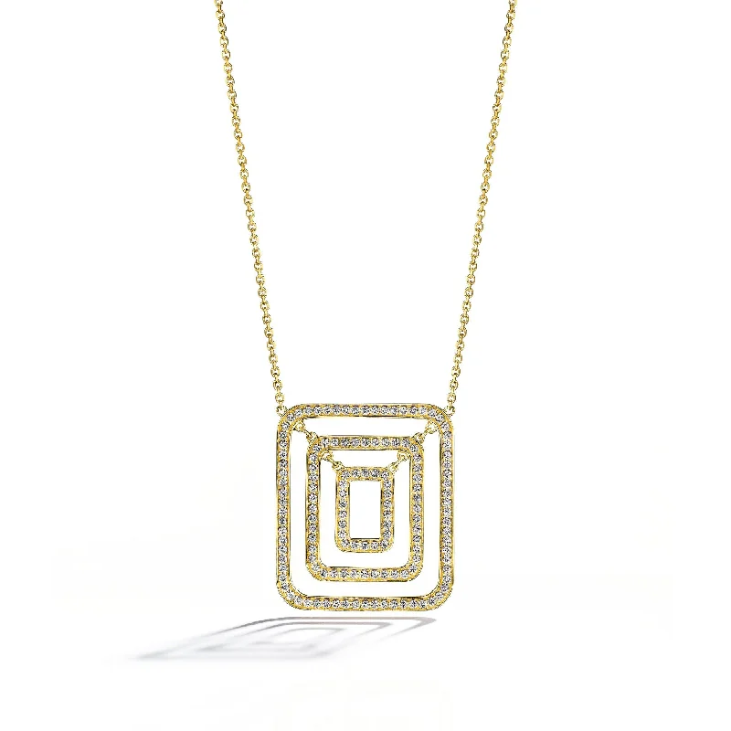 Classic Pendant Necklace-Piece Square Swing Diamond Necklace - Medium