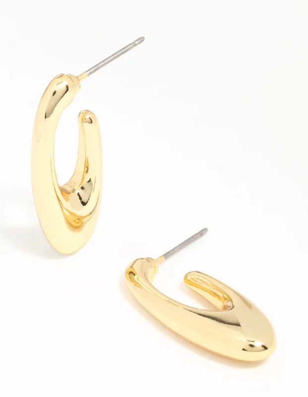 Dainty Gold Earrings-Gold Plated Drop Mini Hoop Earrings