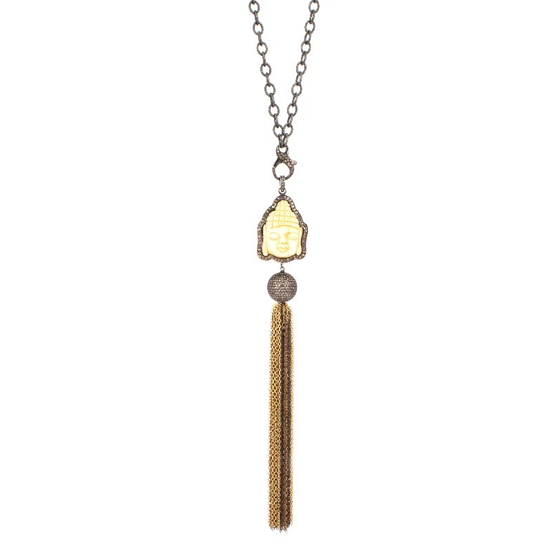 Chunky Gold Necklace-Buddha Tassel Necklace