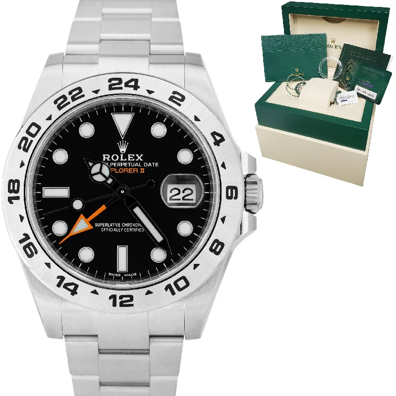 Black Stainless Steel Watch-BRAND NEW 2021 Rolex Explorer II 42mm Black Orange GMT Date Steel Watch 216570