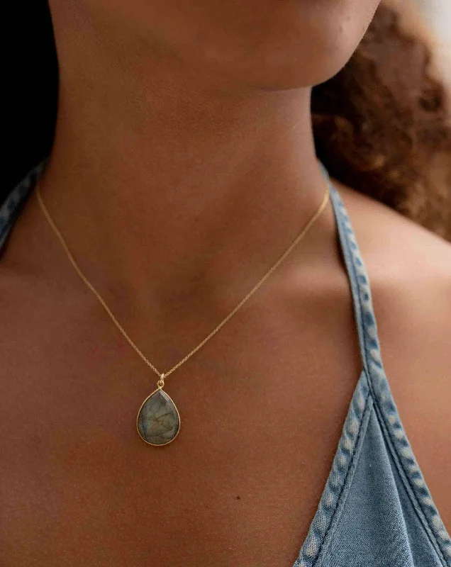 Unique Silver Chain Necklace-Benzel Necklace ~ Labradorite, Aqua Chalcedony, Blue Chalcedony, Rose Quartz, Moonstone, Copper Turquoise, Emerald ~ Gold Vermeil ~MN0