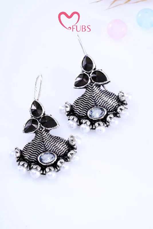 Cute Flower Earrings-Black Oxidized Mystique Earrings