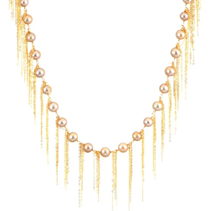 Handmade Gold Necklace-Gold Fringe 31" Necklace