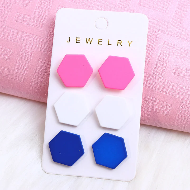 Rose Red White Blue Hexagonal-Three-Piece Set