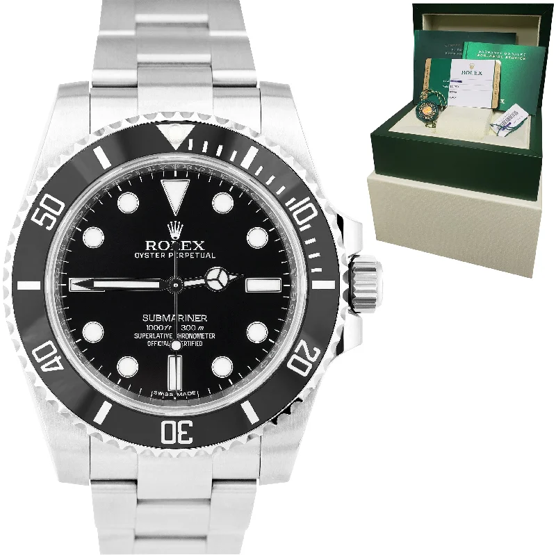 Elegant Automatic Watch-2017 UNPOLISHED Rolex Submariner No-Date Stainless Steel 40mm Black Watch 114060