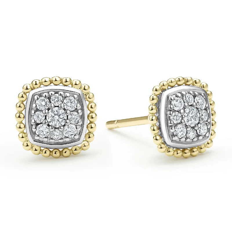 Crystal Dangle Earrings-Rittenhouse Two-Tone Caviar Diamond Stud Earrings