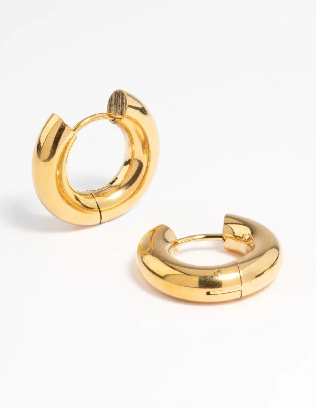 Sassy Ear Climbers-Waterproof Gold Plated Stainless Steel Thick Huggie Earrings