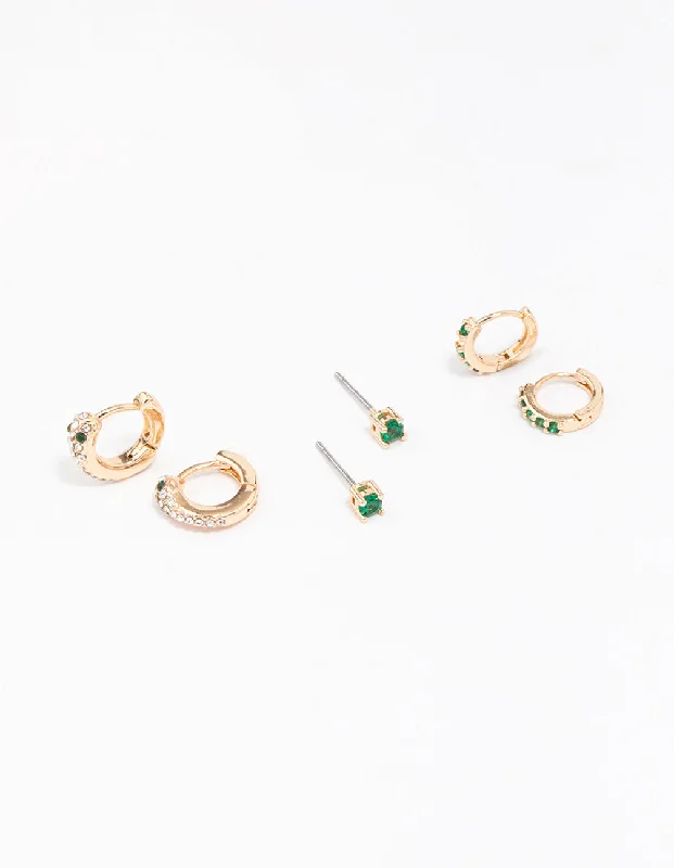 Pear Shaped Earrings-Gold Dainty Earring 3-Pack