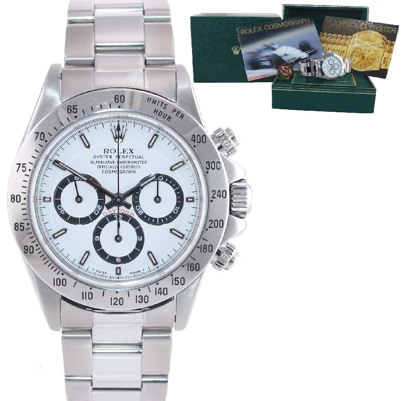 Smartwatch with Step Tracker for Women-1998 Rolex 16520 Zenith Daytona Tritium White Dial 40mm Chronograph Watch Box