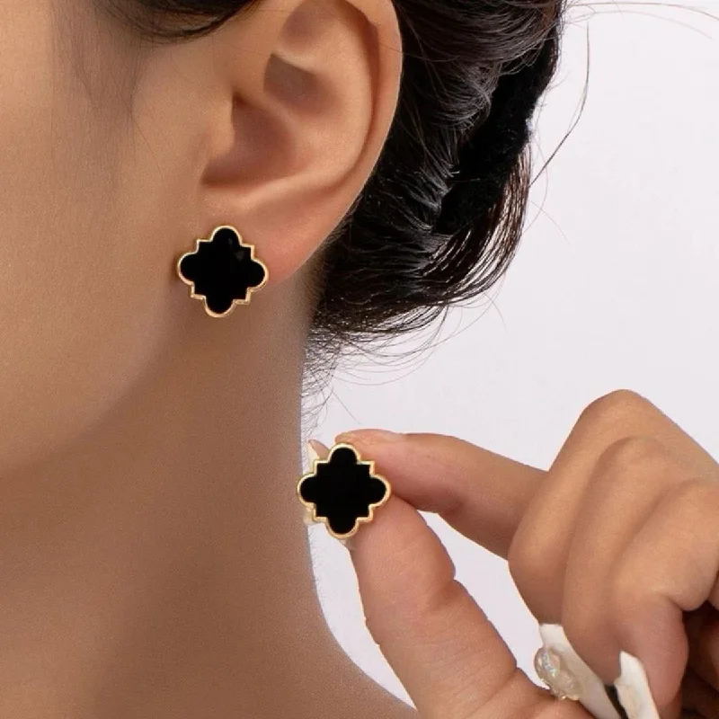 Black Clover Stud Earrings