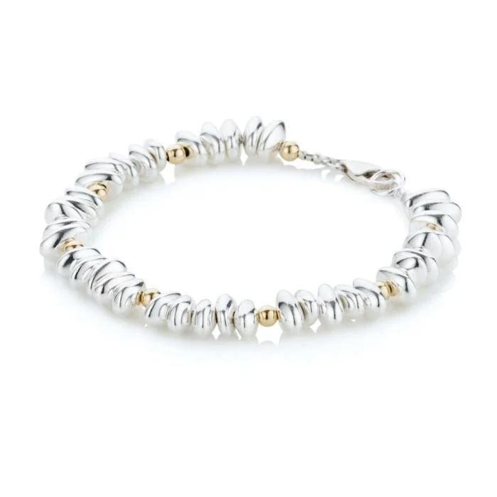 Stackable Cuff Bracelets-Lavan Gold & Silver Pebble Bracelet