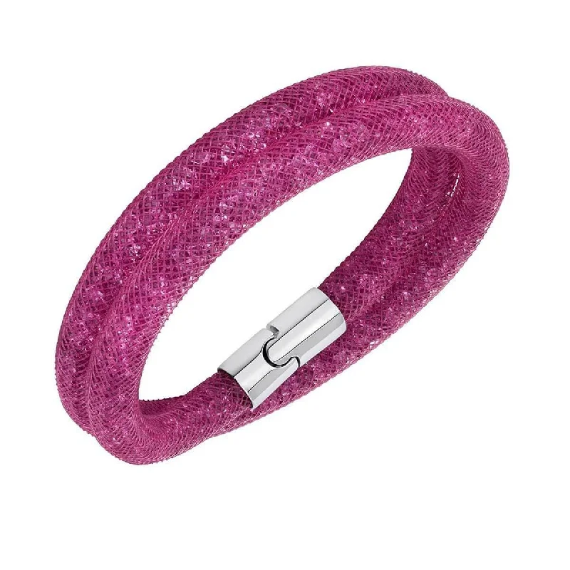 Women’s Crystal Cuff Bracelet-Swarovski Women's Bracelet - Stardust 15-3/4" Inch Fuchsia Double Wrap | 5089833