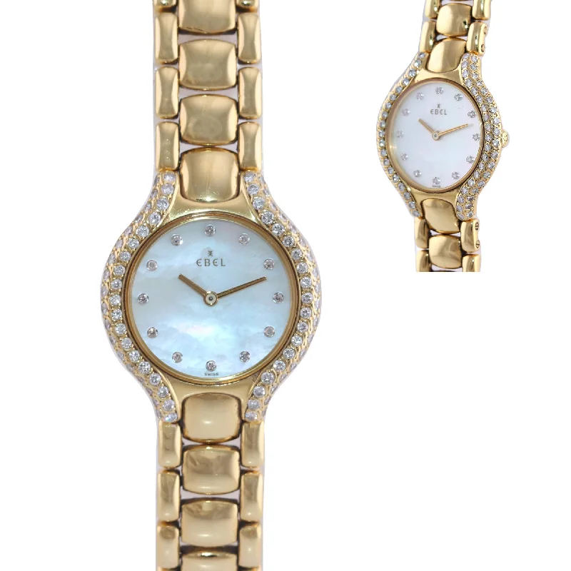 Women’s Trendy Digital Watch-Ladies Ebel Beluga 866969 18k Yellow Gold Diamond MOP 25mm 67.6g Watch