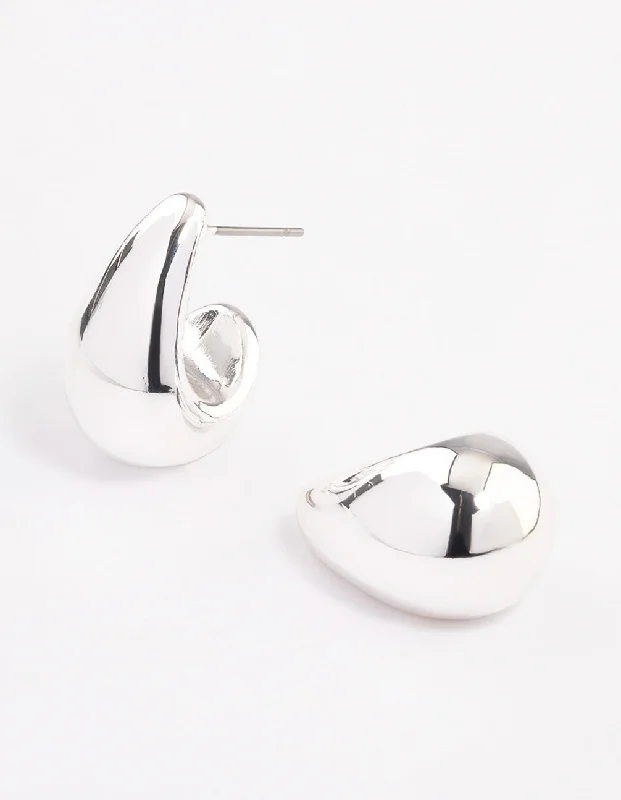 Handmade Gemstone Earrings-Silver Plated Bubble Drop Stud Earrings