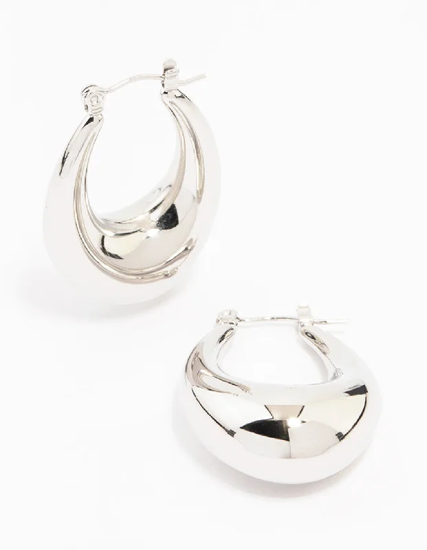 Metal Hoop Earrings-Waterproof Stainless Steel Full Loop Drop Hoop Earrings