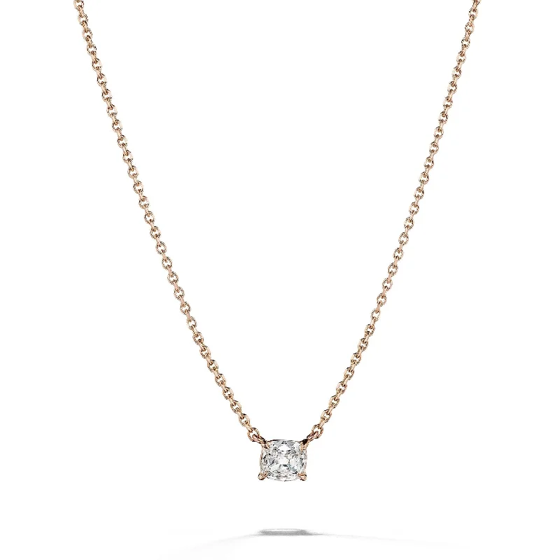 Double Pendant Necklace-Cushion Cut Diamond Solitaire Necklace