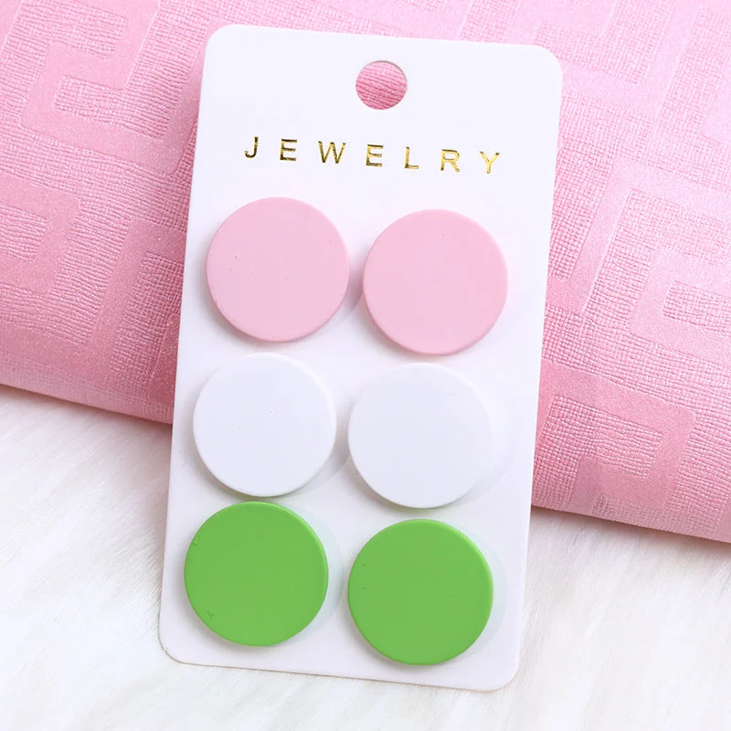 Pink White Green round-Three-Piece Set