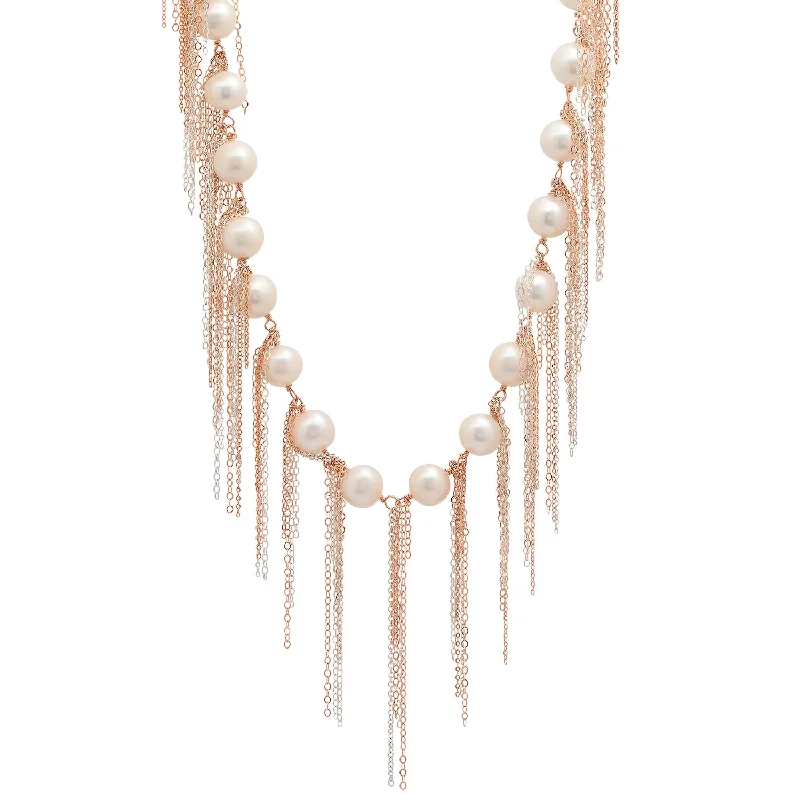 Multi-Strand Necklace-White Fringe 31" Necklace