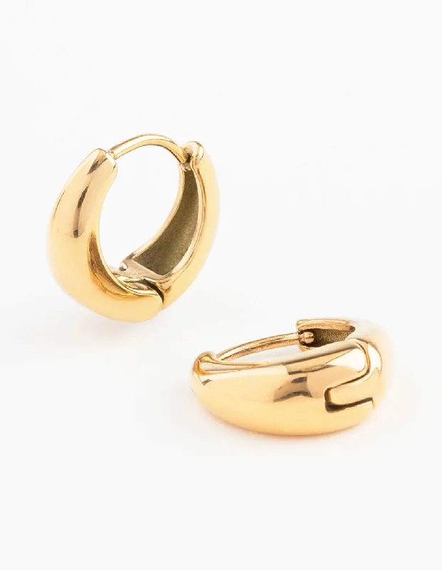 Handmade Dangle Earrings-Waterproof Gold Plated Stainless Steel Mini Drop Huggie Earrings