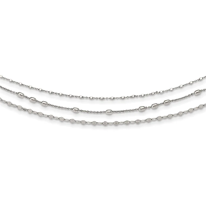 Luxury Pearl Necklace-Sterling Silver 17.5-inch Multi-Layer Beaded Necklace