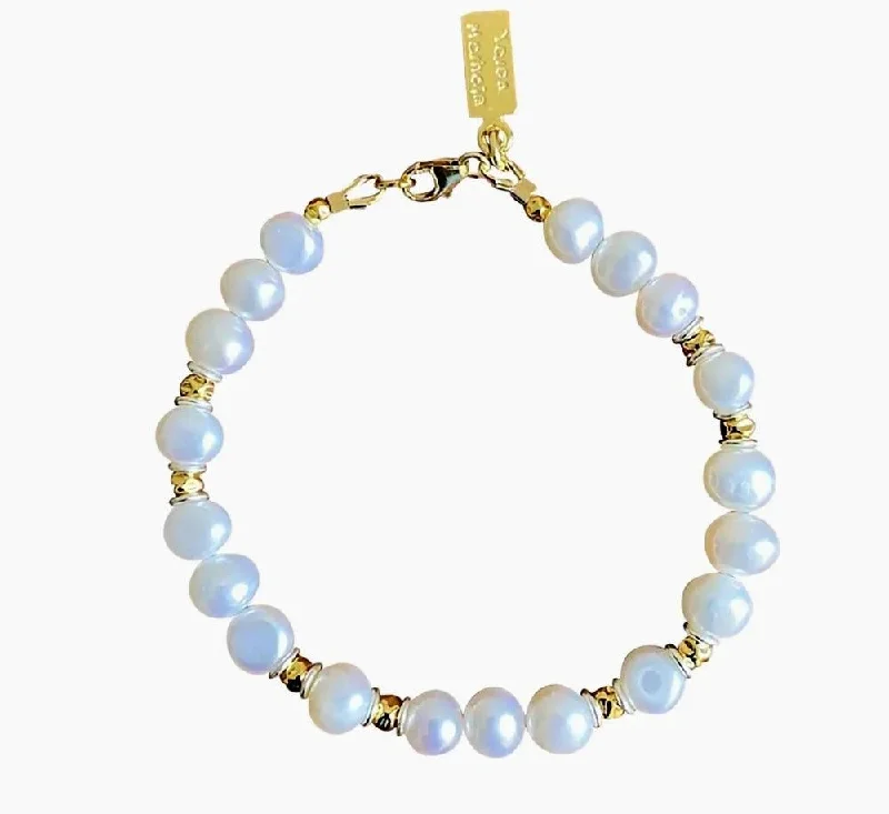 Men’s Custom Bracelet-Yaron Morhaim Margot Gold and White Baroque Pearl Bracelet