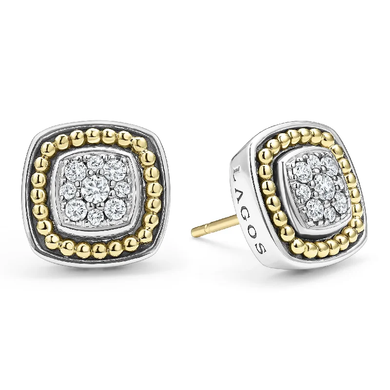 Oval Hoop Earrings-Rittenhouse Two-Tone Diamond Stud Earrings