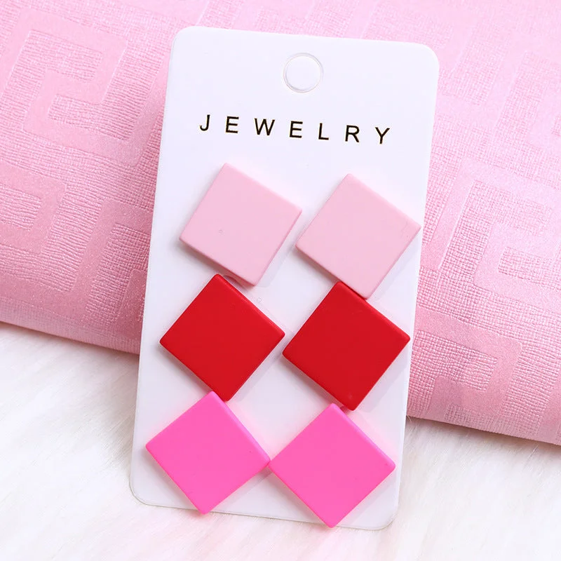 Pink Rose Red Quadrilateral-Three-Piece Set