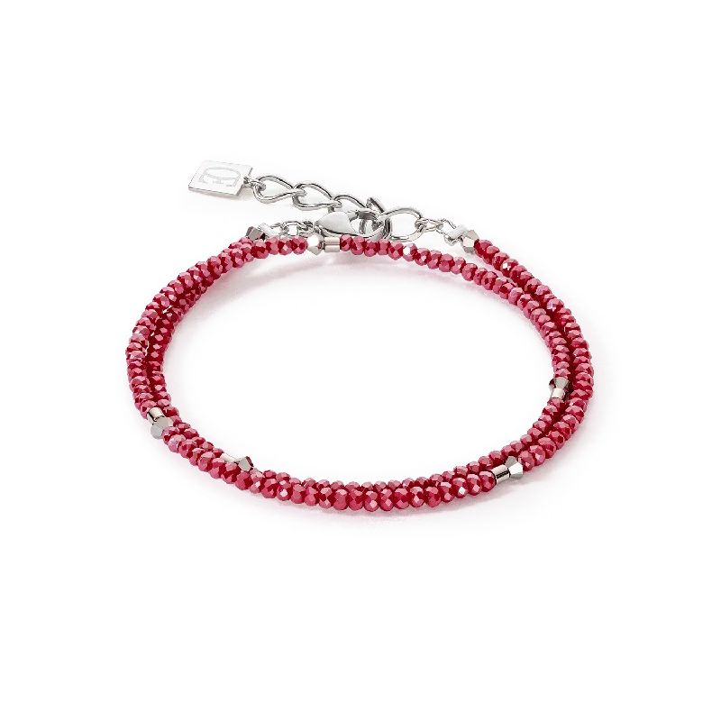 Customizable Gemstone Bracelet-Coeur De Lion Small Red Crystals & Silver Bracelet