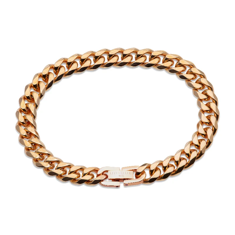 Gold Beaded Bracelet-Unique & Co Matte Gold Steel Chain Bracelet