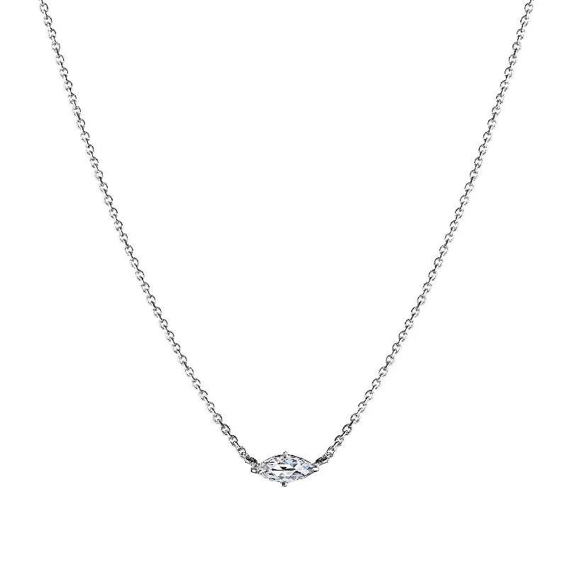 Chunky Gold Necklace-Rose Cut Marquise Diamond Solitaire Necklace