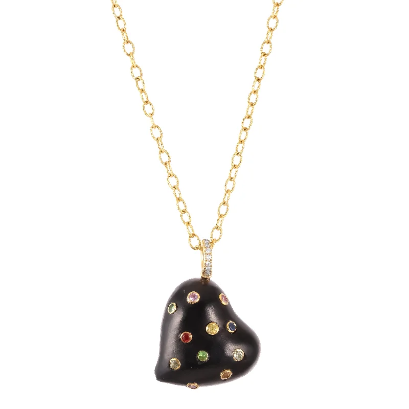 Cute Crystal Necklace-Rainbow Heart Necklace