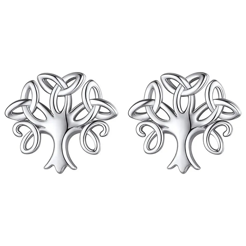 Lucky Tree Ear Studs (a Pair, with Plastic Earplug)