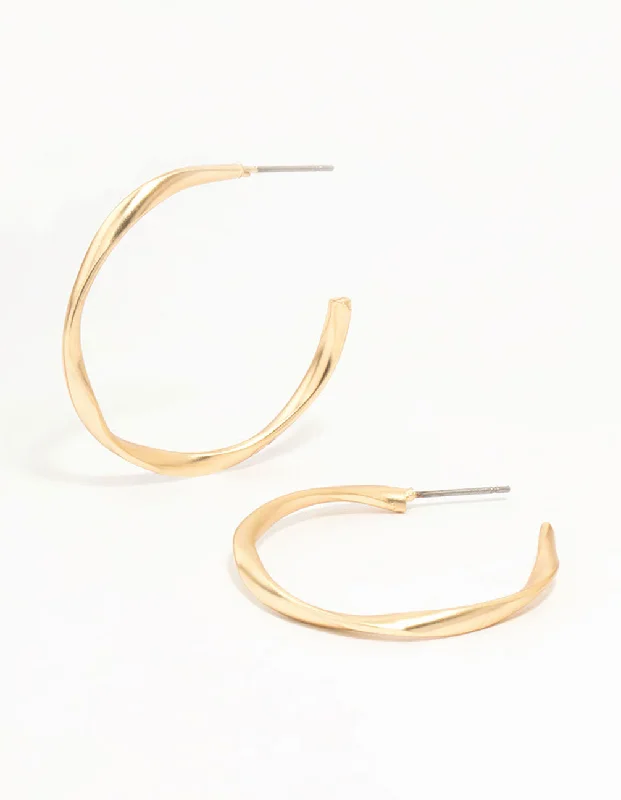 Classic Silver Earrings-Gold Wrapped Thin Hoop Earrings