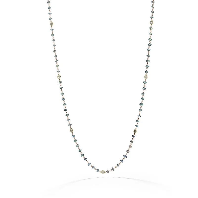 Luxury Pearl Necklace-Ombre Sapphire & Diamond Bead Necklace